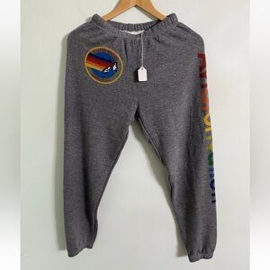 NWT Aviator Nation Logo Sweatpants Heather Grey Size X-Small